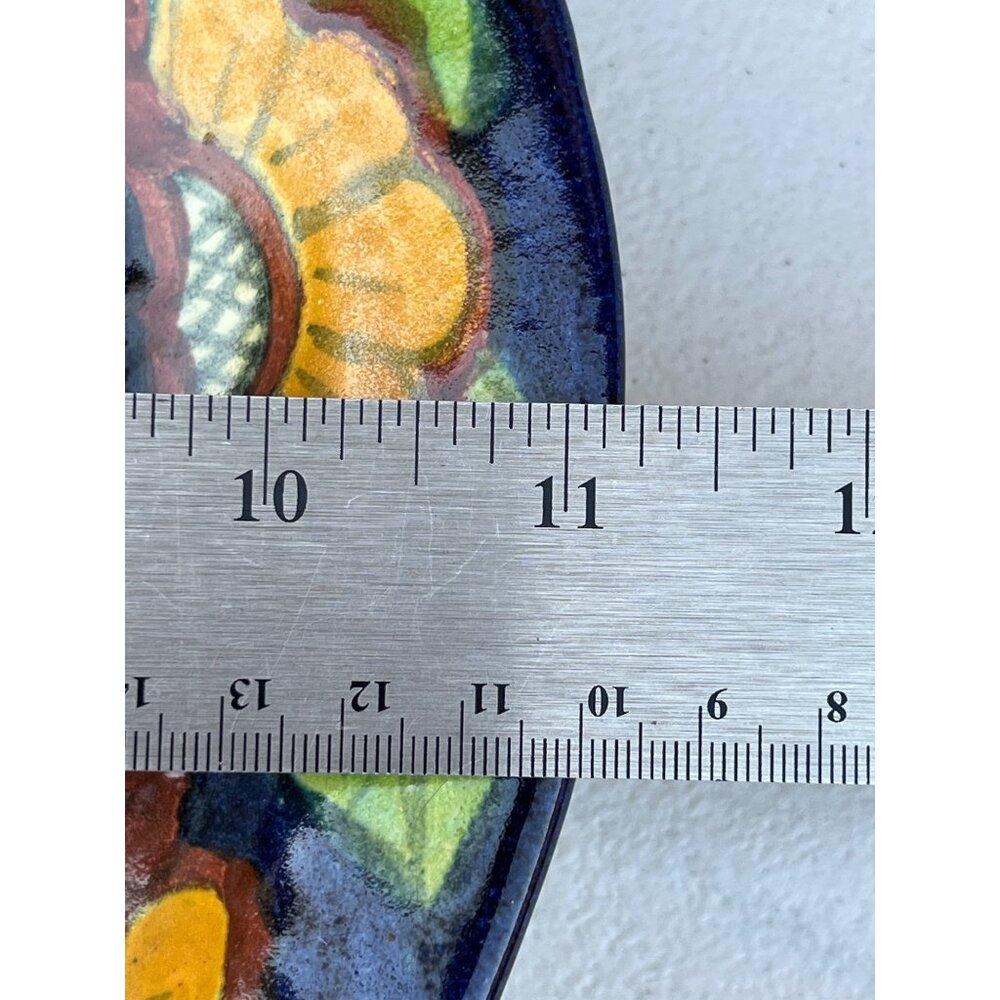 Signed Talavera Plate Ceramic Floral Design 11 3/16" Mexico Hand Painted Read - Picture 3 of 10